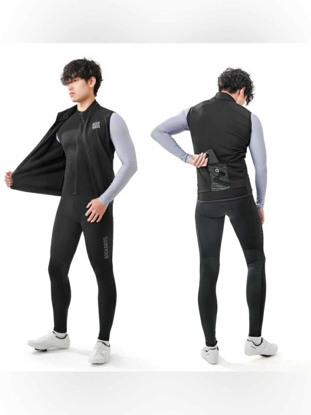 Rock Bros Men's Black Cycling Vest - Lightweight Windproof S